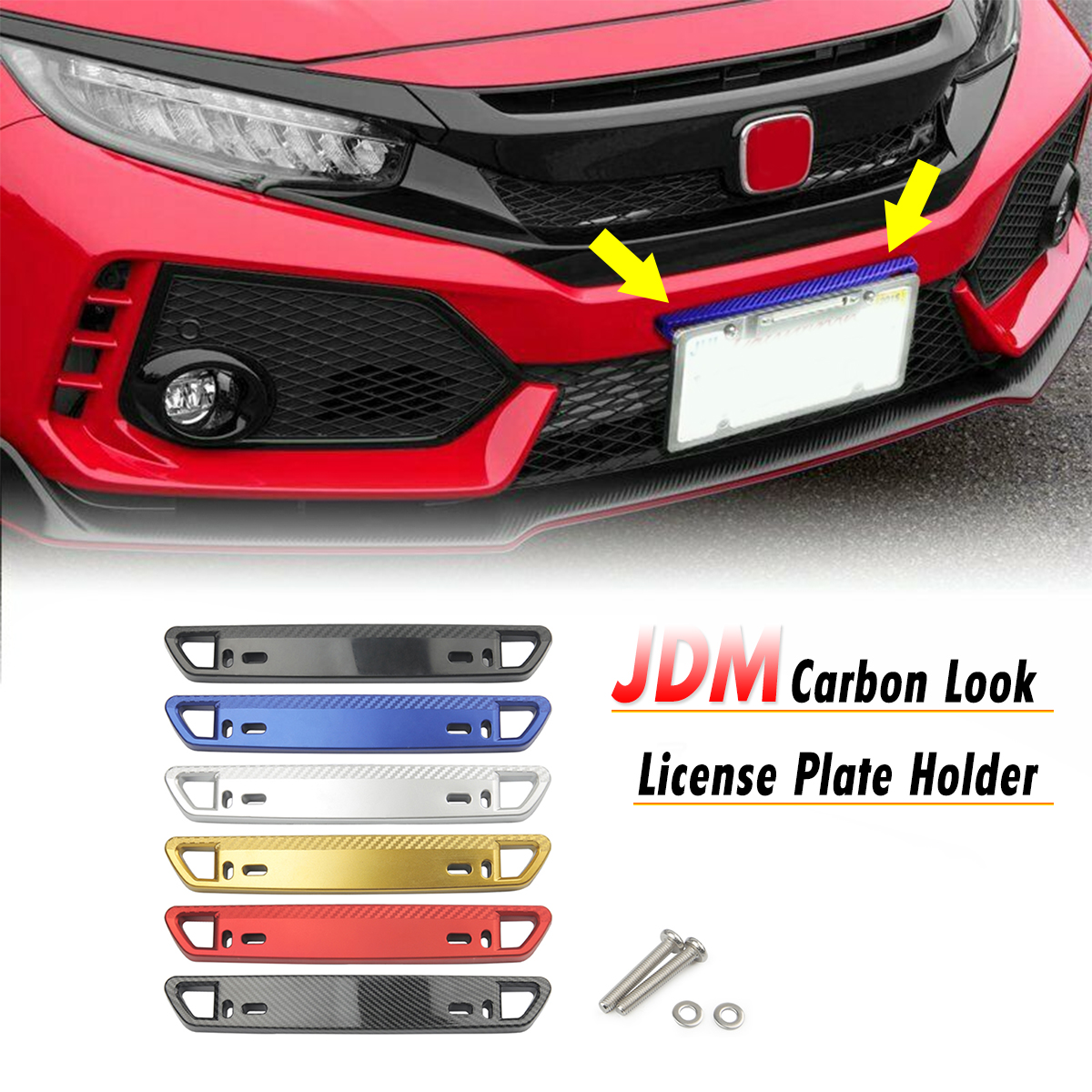 Multicolor-Carbon-Look-Style-Bumper-Front-License-Plate-Holder-Relocate-Bracket-1812917