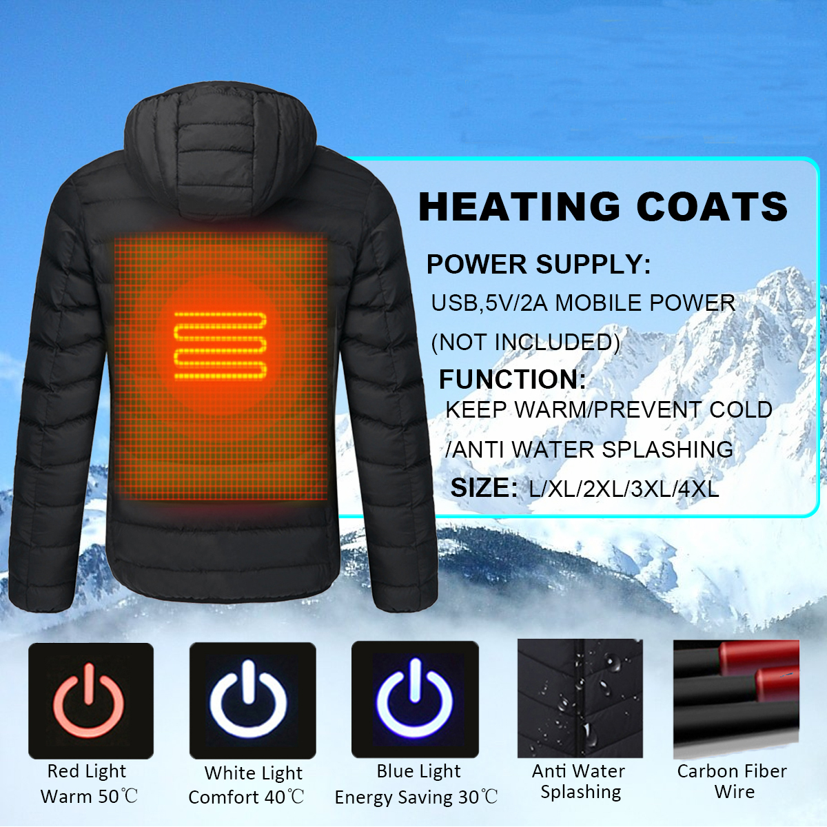 Electric-USB-Heated-Warm-Back-Cervical-Spine-Hooded-Winter-Wadded-Jacket-Motorcycle-Skiing-Riding-Co-1586673