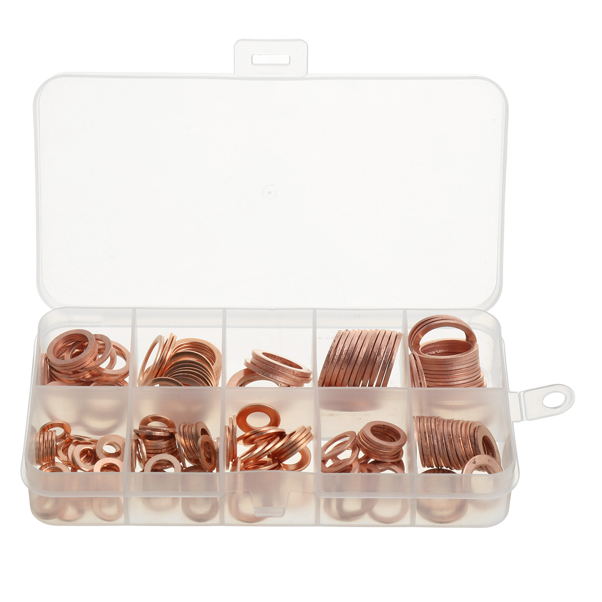 200pcs--M5-M14-Copper-Washer-Gasket-Set-Flat-Ring-Seal-Assortment-Kit-With-Box-1750226