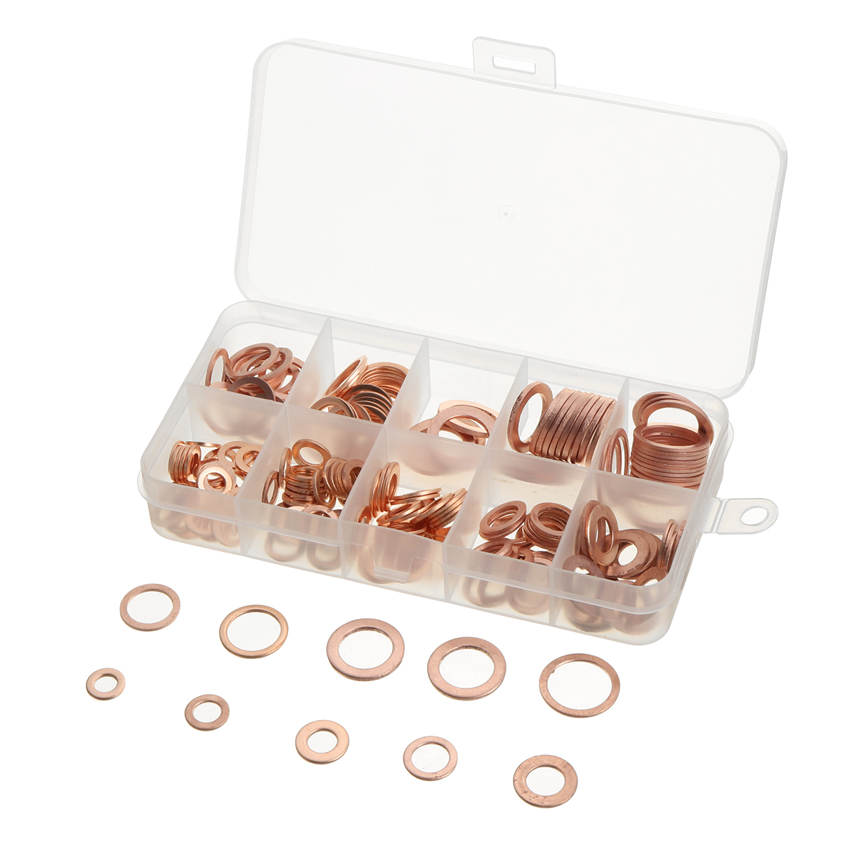 200pcs--M5-M14-Copper-Washer-Gasket-Set-Flat-Ring-Seal-Assortment-Kit-With-Box-1750226