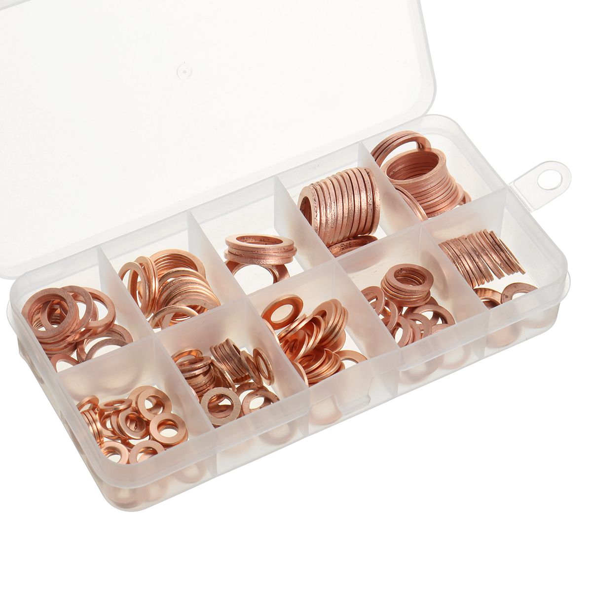 200pcs--M5-M14-Copper-Washer-Gasket-Set-Flat-Ring-Seal-Assortment-Kit-With-Box-1750226