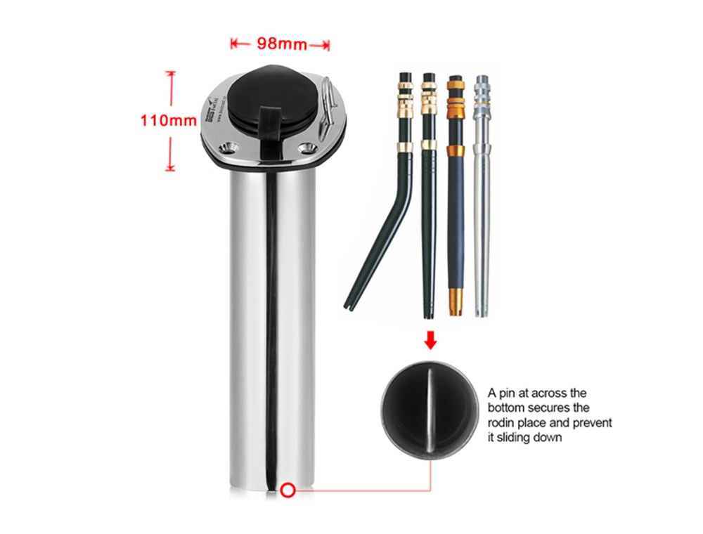 BSET-METAL-Flush-Mount-30deg-Stainless-Steel-316-Oval-Shape-Flange-Fishing-Rod-Holder-With-Ring-For--1821150