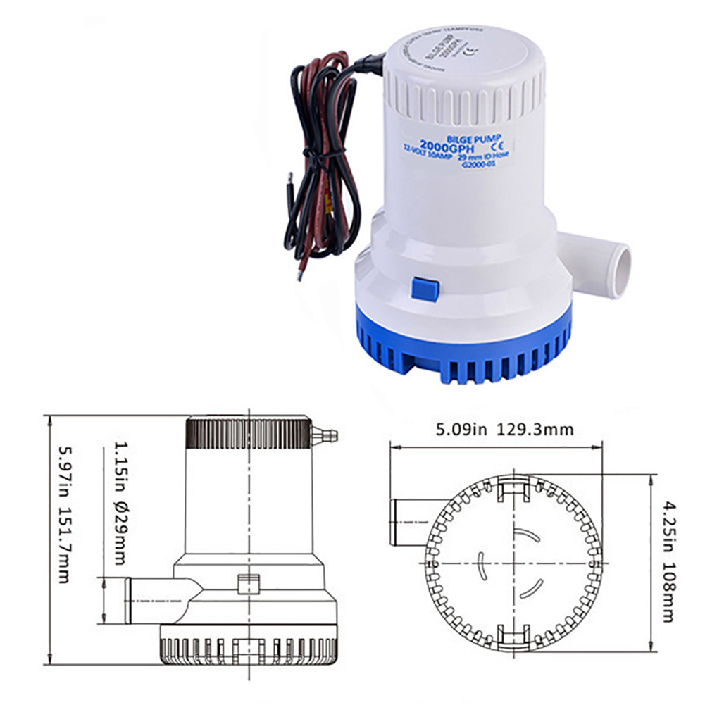 2000GPH-12V24V-Boat-Marine-Plumbing-Electric-Water-Bilge-Pump-1-18quot-Outlet-10AMP-For-House-Boat-1723604