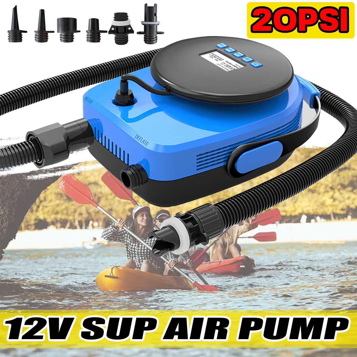 20PSI-12V-Inflatable-Electric-Air-Pump-LCD-Deflator-Sup-Boat-Paddle-Floor-Mat-1812594