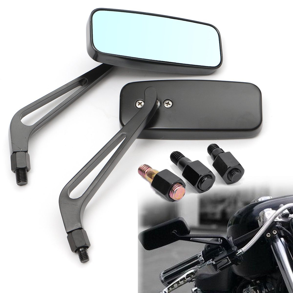 8mm-10mm-Aluminum-Motorcycle-Rectangle-Rear-View-Side-Mirror-Universal-1158627