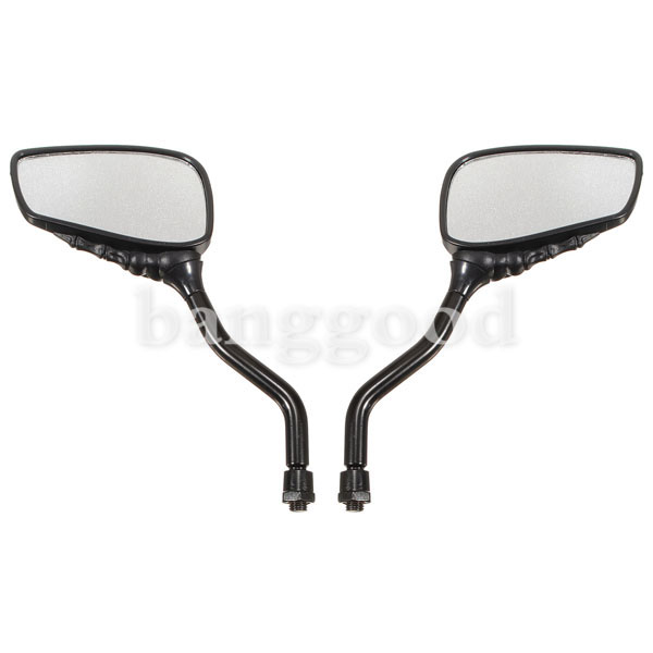 Chrome-Motorcycle-Skull-Mirror-For-Harley-Softail-Dyna-Black-33915