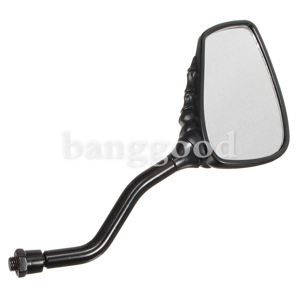 Chrome-Motorcycle-Skull-Mirror-For-Harley-Softail-Dyna-Black-33915