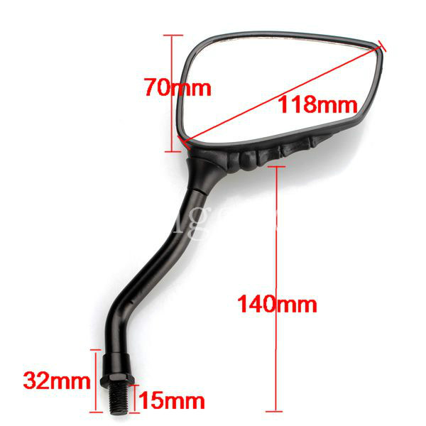 Chrome-Motorcycle-Skull-Mirror-For-Harley-Softail-Dyna-Black-33915