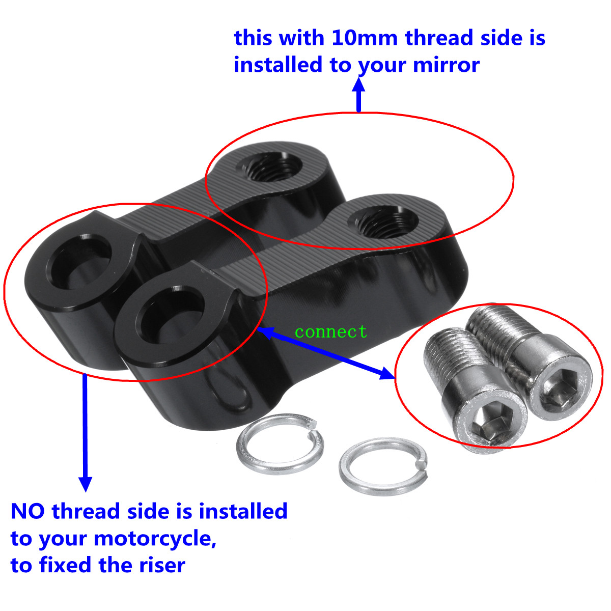 M10-10mm-CNC-Motorcycle-Handlebar-Mount-Mirror-Riser-Extender-Adaptor-Adapter-1051735