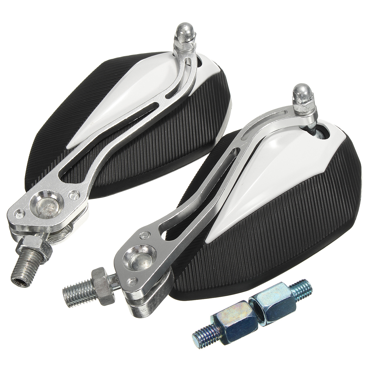 Motorcycle-Rear-View-Side-Mirrors-Aluminum-10mm-8mm-Screw-Universal-1064531