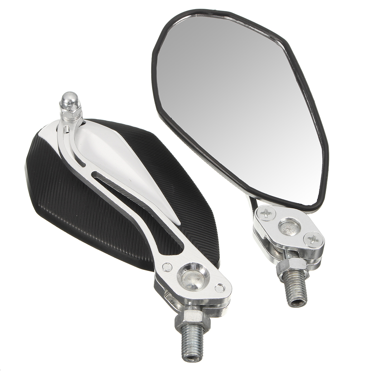Motorcycle-Rear-View-Side-Mirrors-Aluminum-10mm-8mm-Screw-Universal-1064531