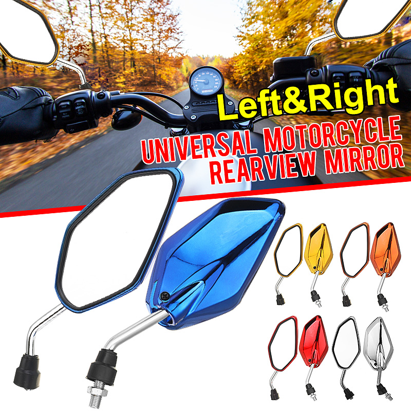 Pair-10MM-Universal-Motorcycle-Motorbike-Side-Rearview-Mirror-Clear-Aluminum-New-1667207