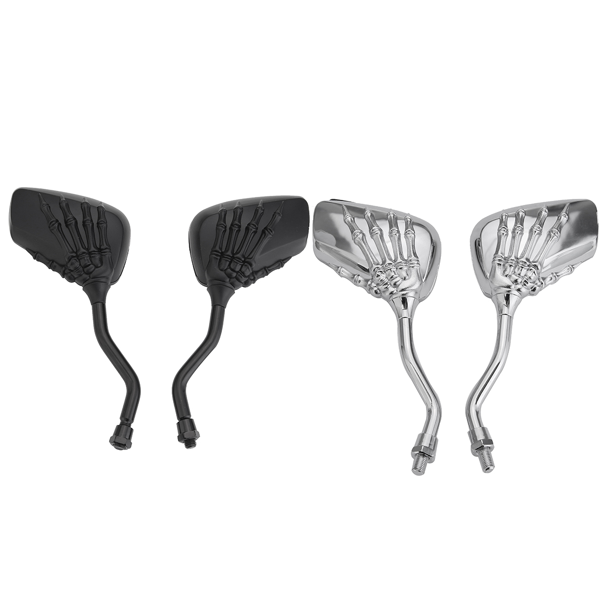 Pair-8mm-Motorcycle-Mirror-Skull-Bone-Skeleton-Hand-Universal-ChromeBlack-1260875