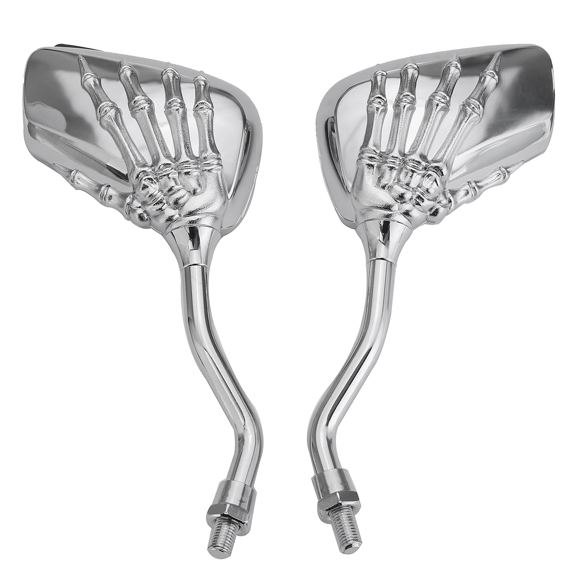 Pair-8mm-Motorcycle-Mirror-Skull-Bone-Skeleton-Hand-Universal-ChromeBlack-1260875