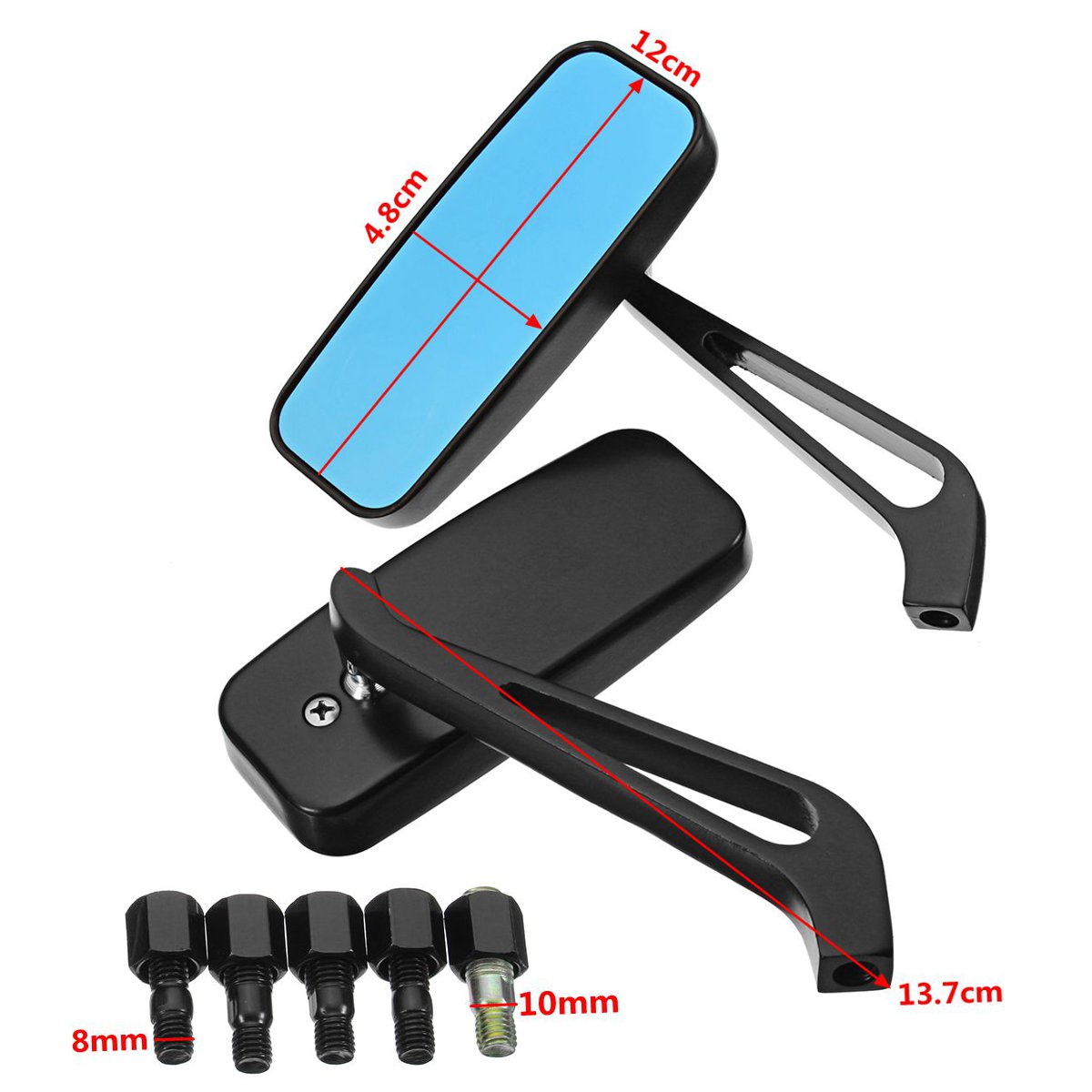 Pair-8mm10mm-Motorcycle-Blue-Glass-Mirrors-Side-Rearview-Scooter-Universal-1358176