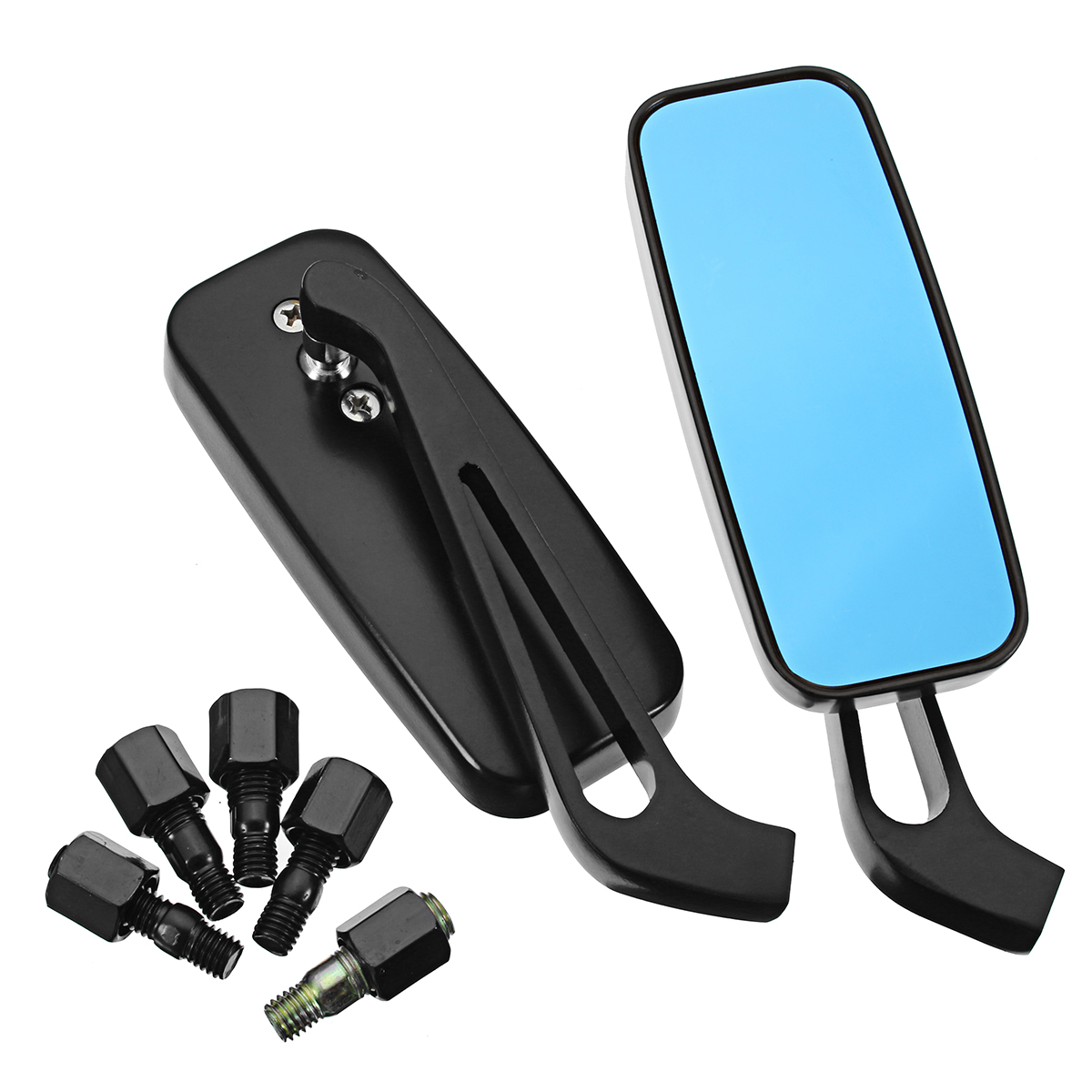 Pair-8mm10mm-Motorcycle-Blue-Glass-Mirrors-Side-Rearview-Scooter-Universal-1358176