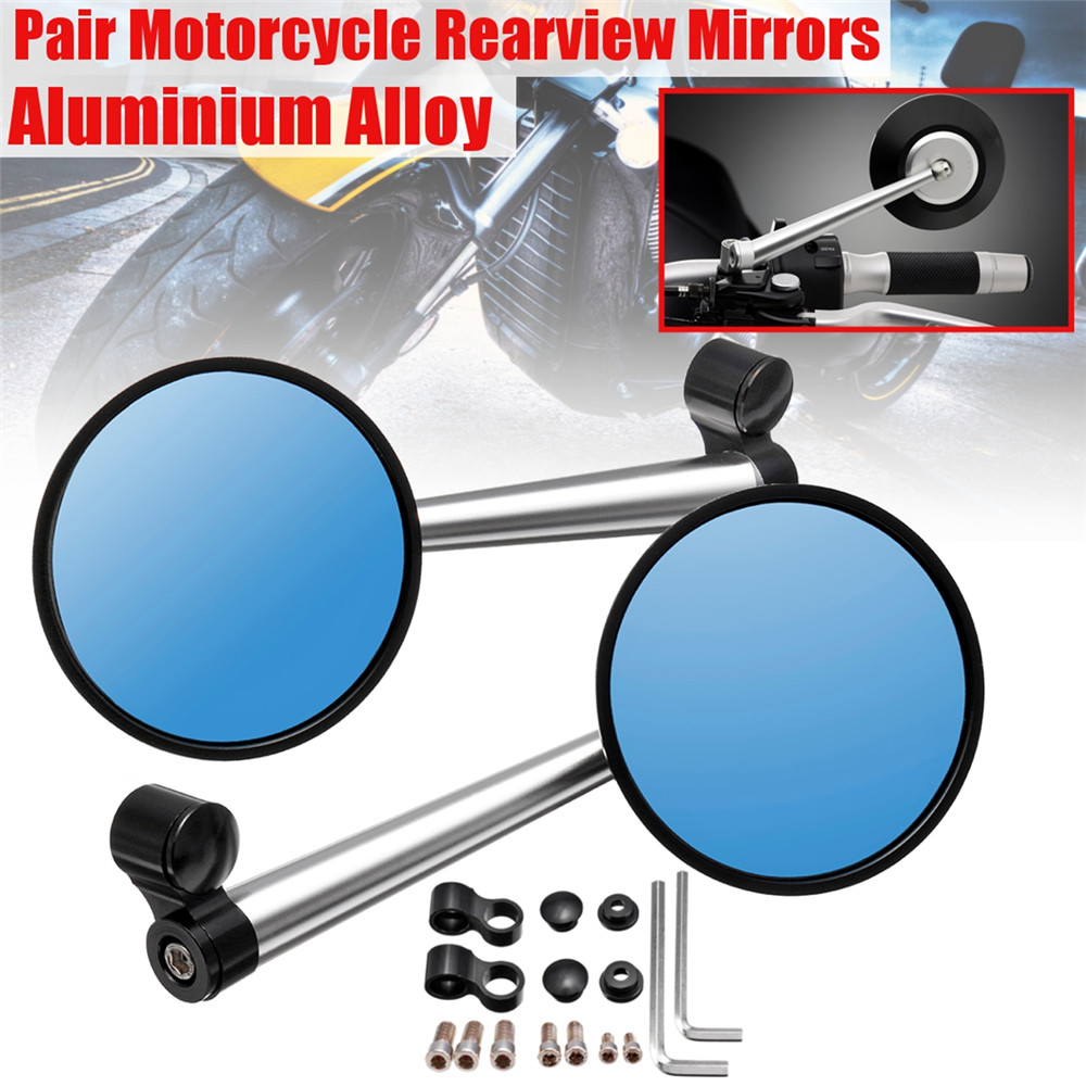 Pair-Aluminum-Alloy-Motorcycle-Scooter-Handlebar-Rearview-Side-Blue-Mirrors-1343446
