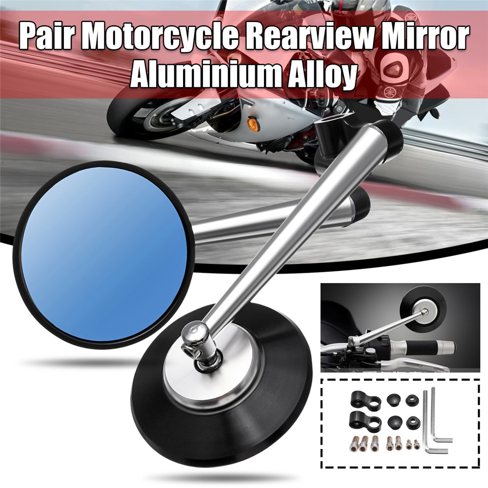 Pair-Aluminum-Alloy-Motorcycle-Scooter-Handlebar-Rearview-Side-Blue-Mirrors-1343446