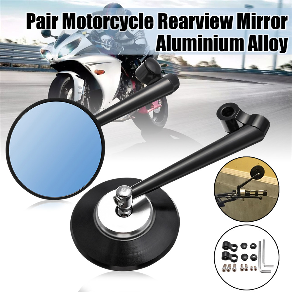 Pair-Aluminum-Alloy-Motorcycle-Scooter-Handlebar-Rearview-Side-Blue-Mirrors-1343446