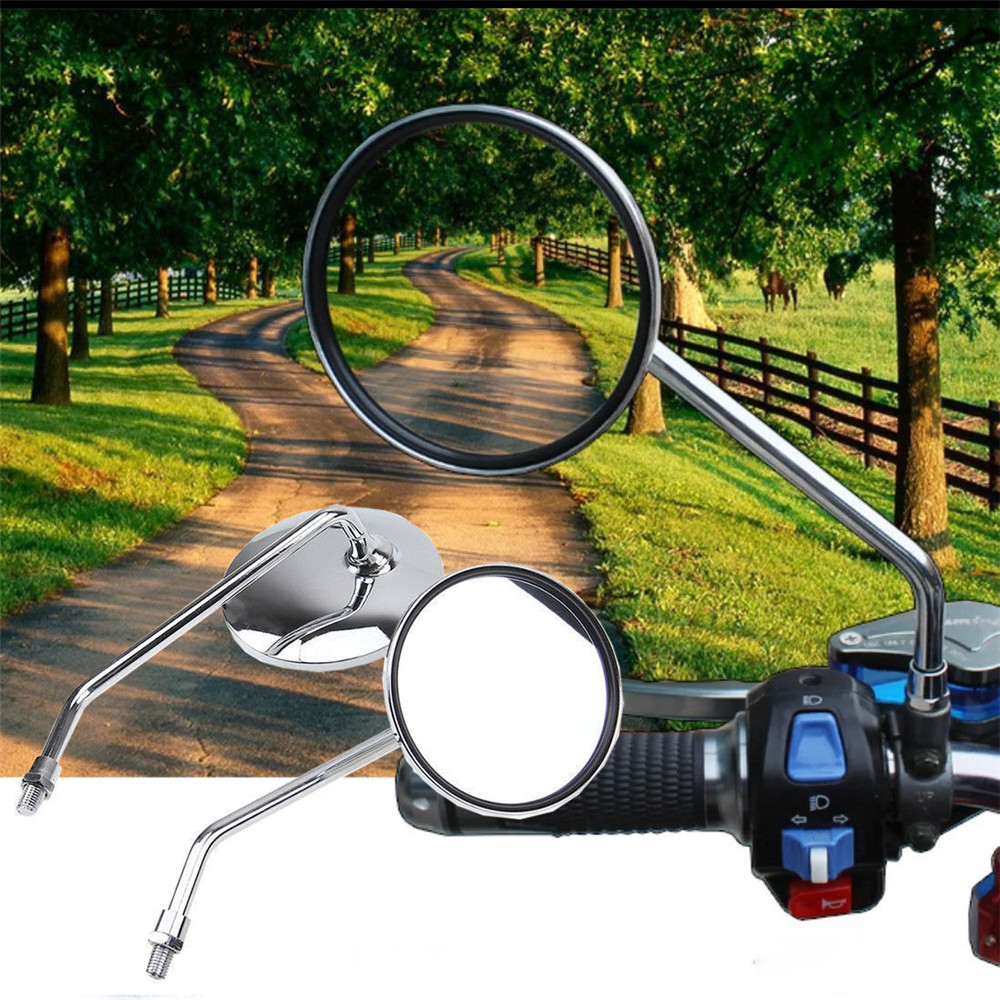 Pair-Back-View-Motorcycle-Mirrors-Electric-Bicycle-Rearview-Mirrors-Moped-8mm-Round-1324236