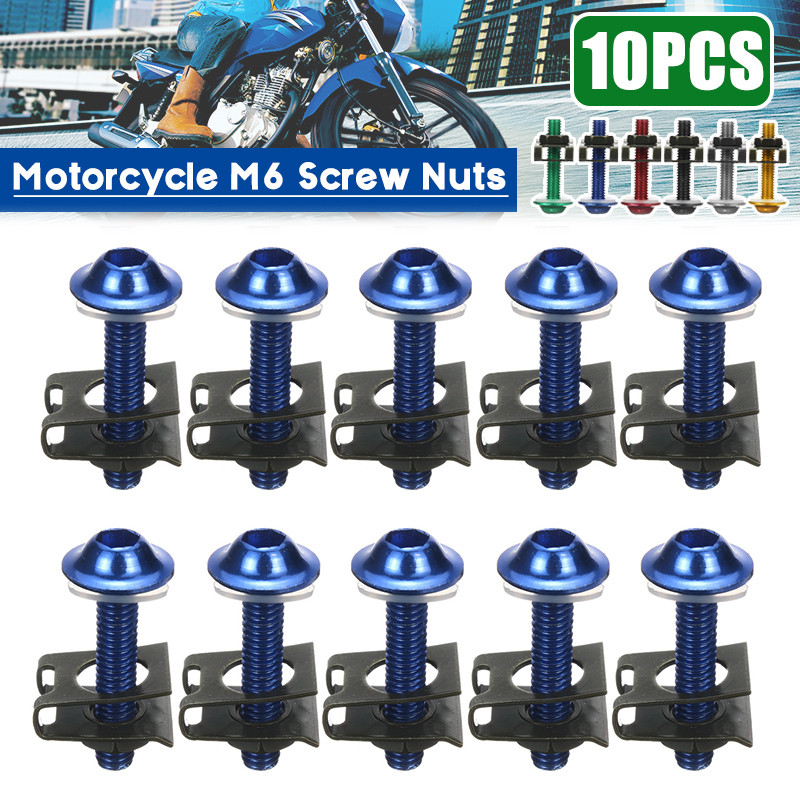 10Pcs-M6-Motorcycle-Bolts-Spire-Speed-Fastener-Clips-Screw-Spring-Nuts-630mm-1718368