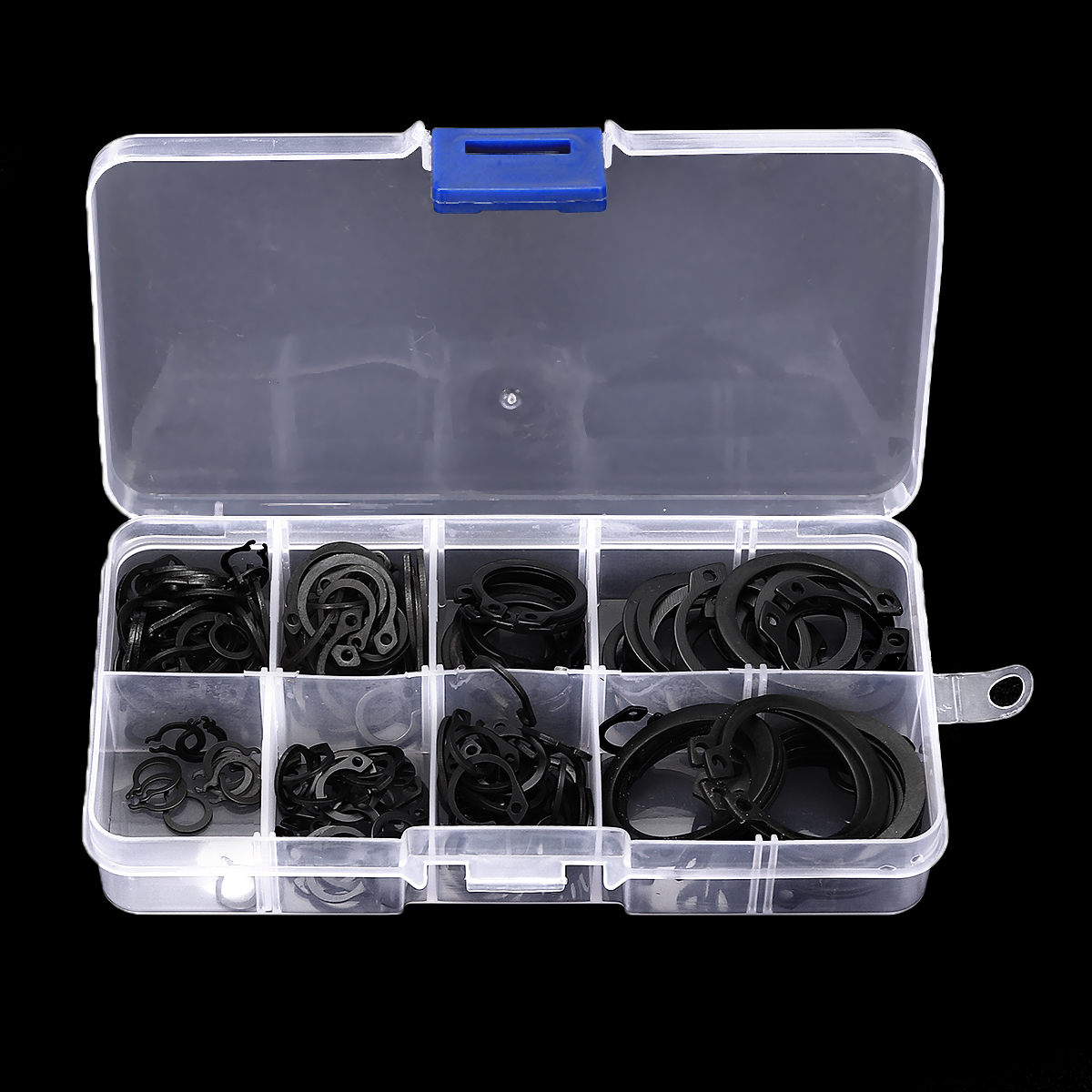 160Pcs-C-Clips-C-type-Circlip-Snap-Ring-Heavy-Duty-Retaining-Set-Assortment-Black-Ring-8-Sizes-1574224