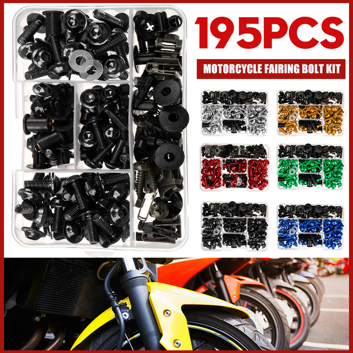 195PCS-Motorcycle-Windscreen-Fairing-Body-Bolt-Kit-Fastener-Clips-Screws-1734875