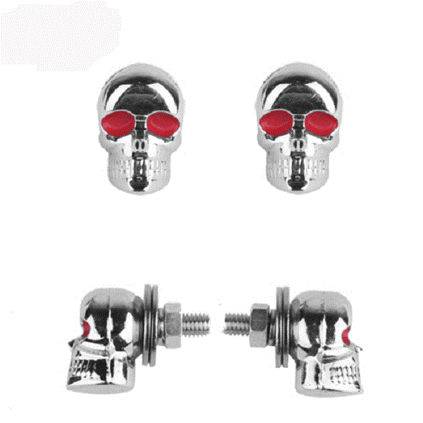 2-X-Chrome-Skull-License-Plate-Frame-Screws-Bolt-957319