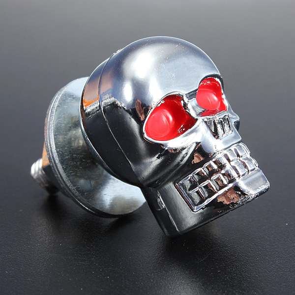 2-X-Chrome-Skull-License-Plate-Frame-Screws-Bolt-957319