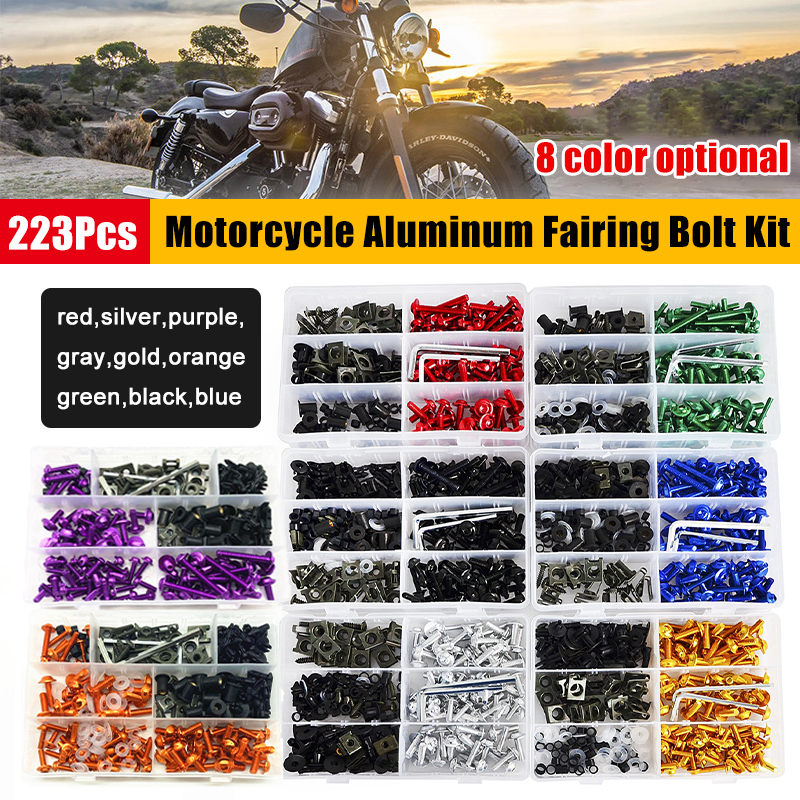 223PCS-Motorcycle-Sportbike-Windscreen-Fairing-Bolts-Kit-Fastener-Clips-Screws-1766405