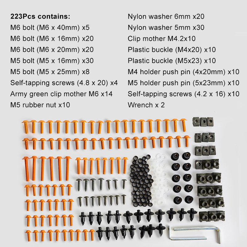 223PCS-Motorcycle-Sportbike-Windscreen-Fairing-Bolts-Kit-Fastener-Clips-Screws-1766405
