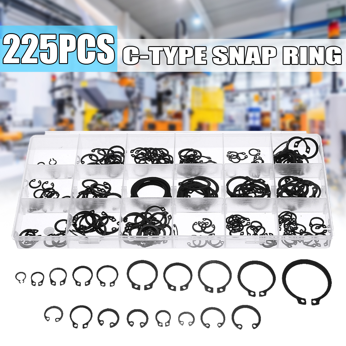 225Pcs-C-Clip-Snap-C-type-Circlip-Kit-External-Retaining-Ring-Assortment-Set-Black-1574245