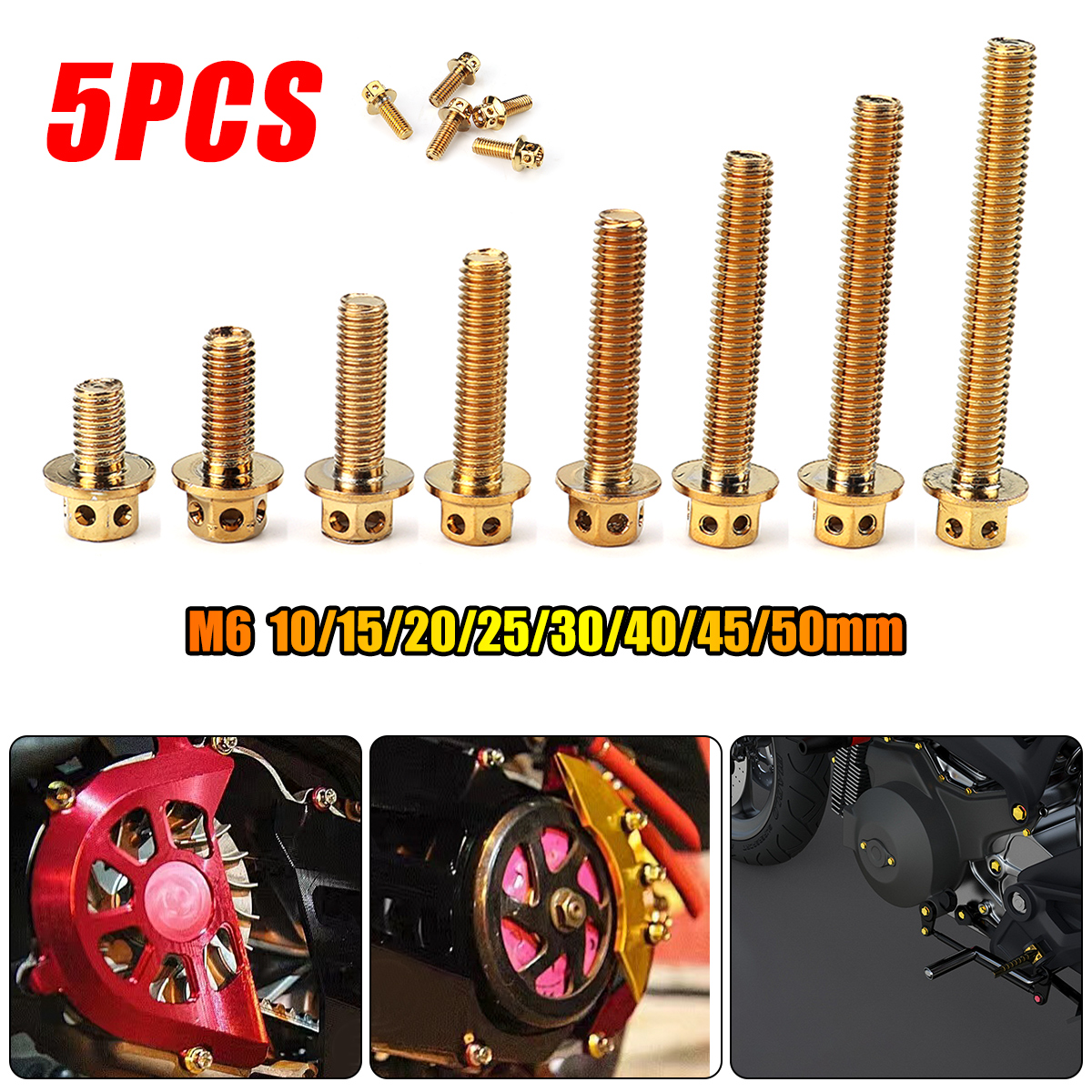 5pcs-Set-10-50mm-M6-Motorcycle-Swingarm-Spools-Slider-Stand-Hexagon-Head-Screws-1758156