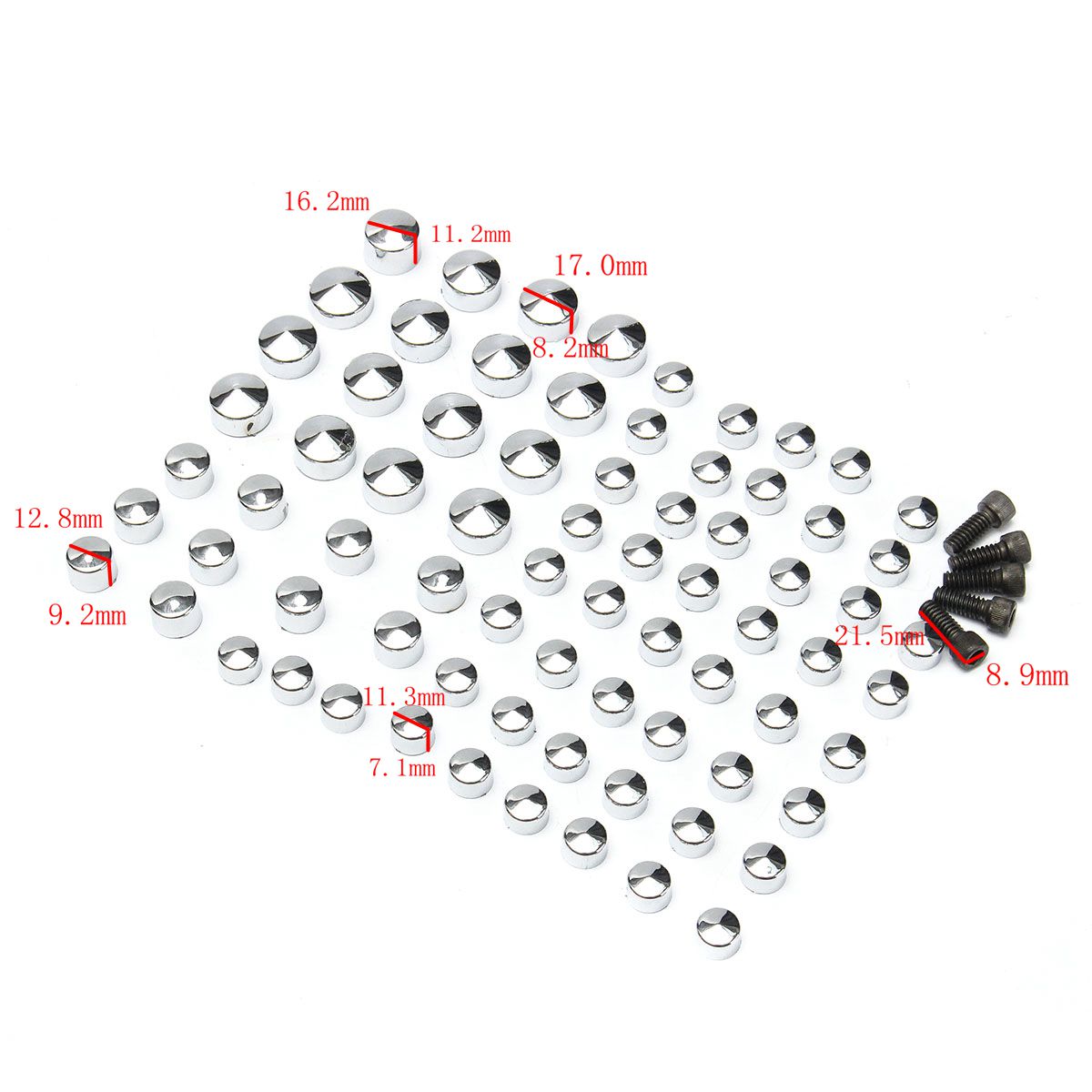 75Pcs-Chrome-Bolt-Topper-Caps-Cover-Nut-Kit-For-Harley-Davidson-FLT-FLH-1127237