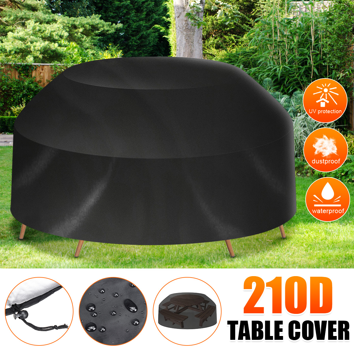 Dustproof-Waterproof-Cover-Black-For-Outdoor-68-Seater-Round-Tablecloth-Home-Picnic-Table-Motorcycle-1687995
