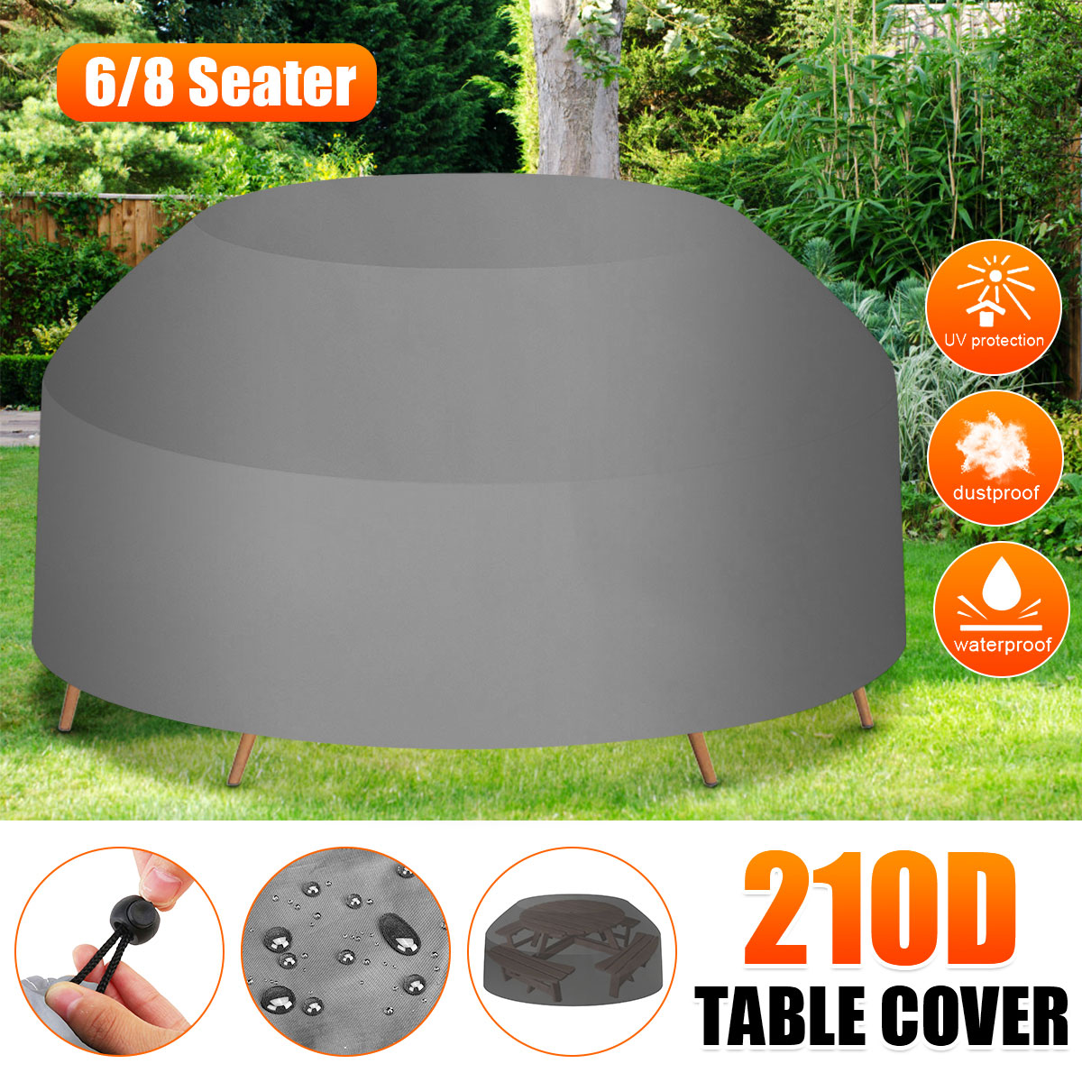 Waterproof-Motorcycle-Dustproof-Cover-Outdoor-Round-Tablecloth-Home-Picnic-Table-Gray-1696944