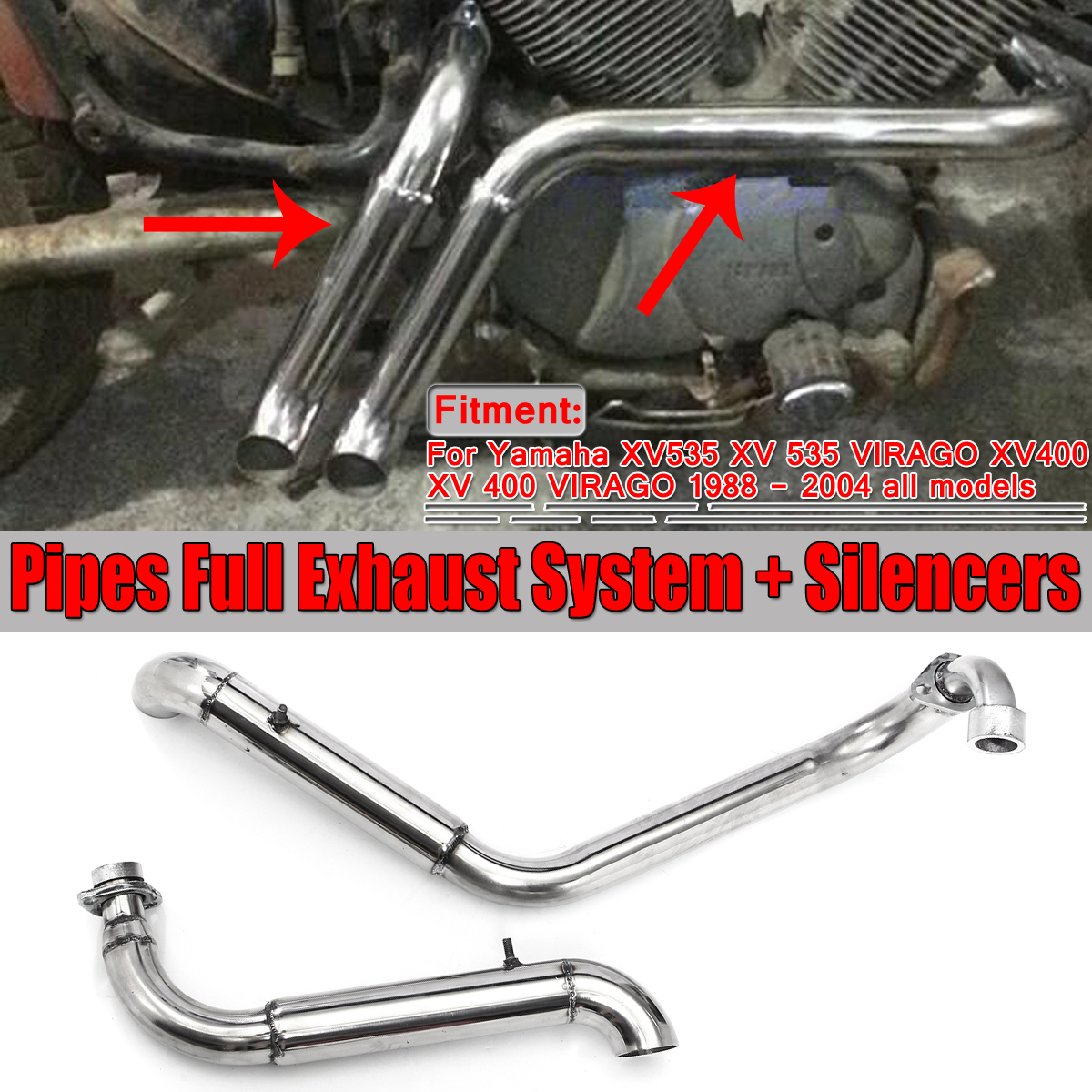 2Pcs-Full-Exhaust-Muffler-System-Pipe-Silencer-For-Yamaha-Virago-V-Star-XV-535-400-1574369