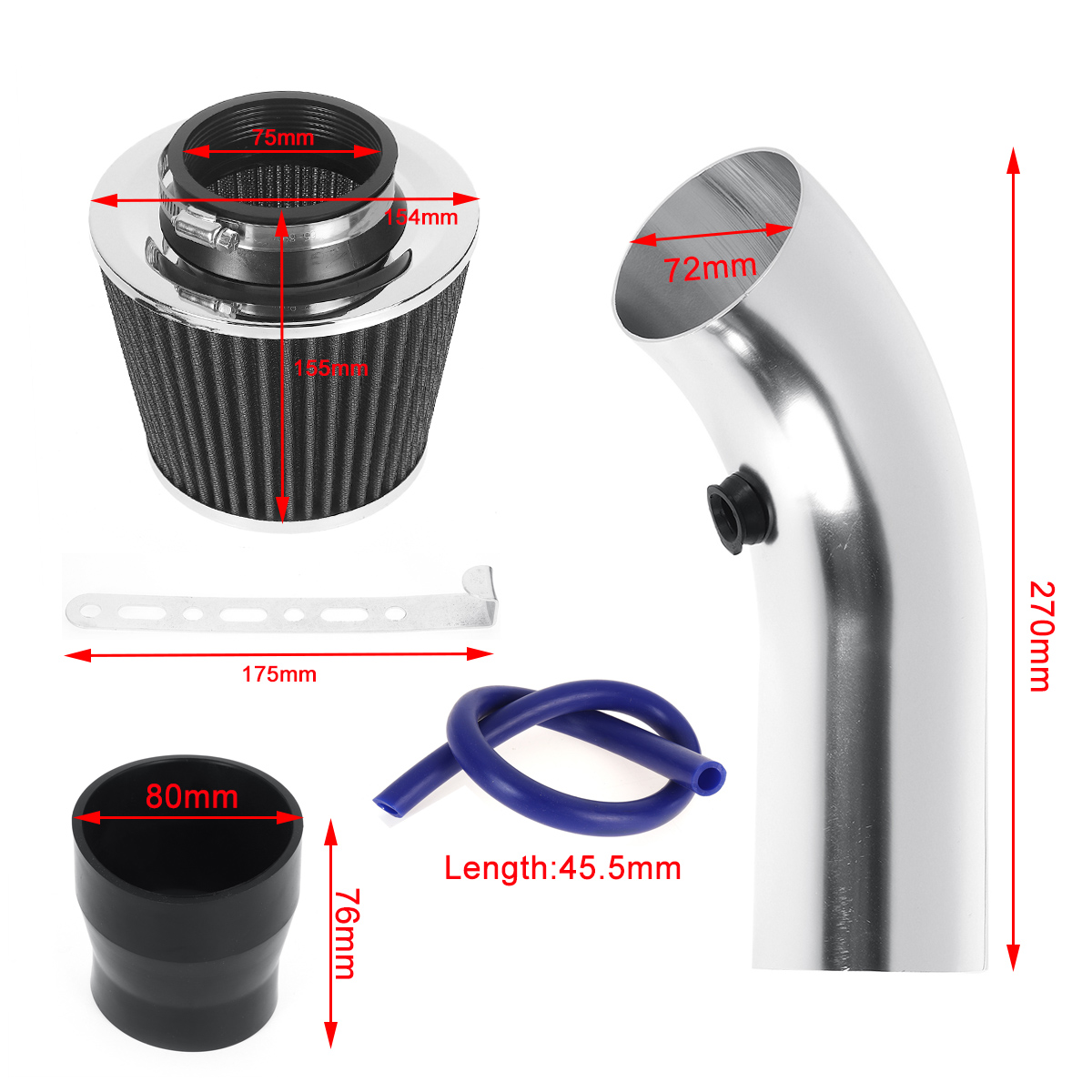 Cold-Air-Intake-Filter-Induction-Pipe-Clamp-Power-Flow-Hose-System-Universal-1720651