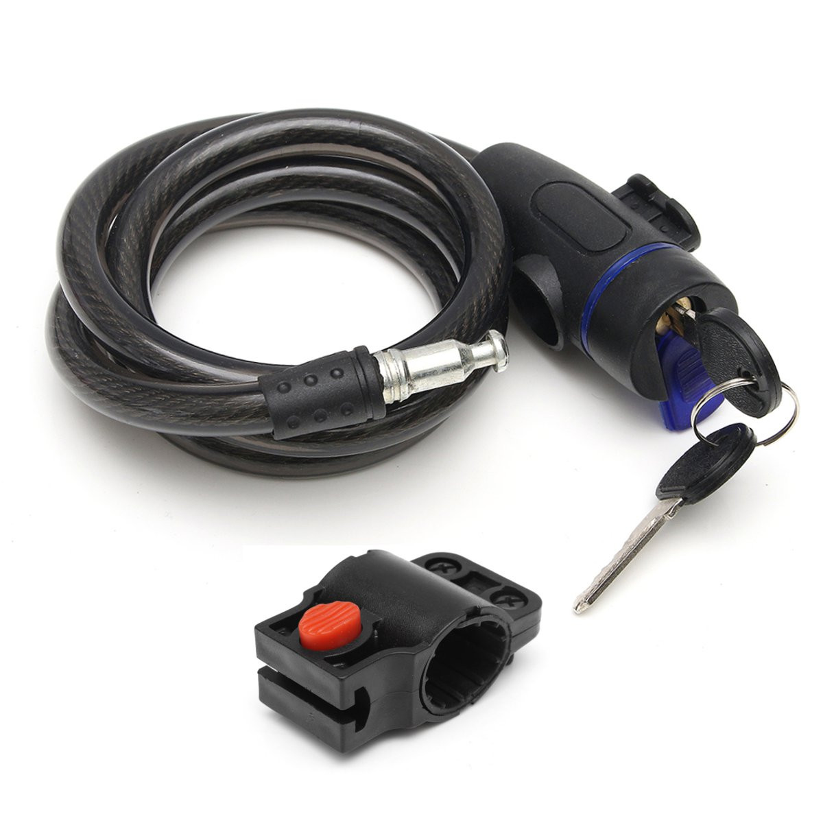 100cm-x-12mm-Black-Steel-Cable-Lock-w-2-Keys-Strong-Security-Chain-For-Motorcycle-Scooter-Bicycle-1148988