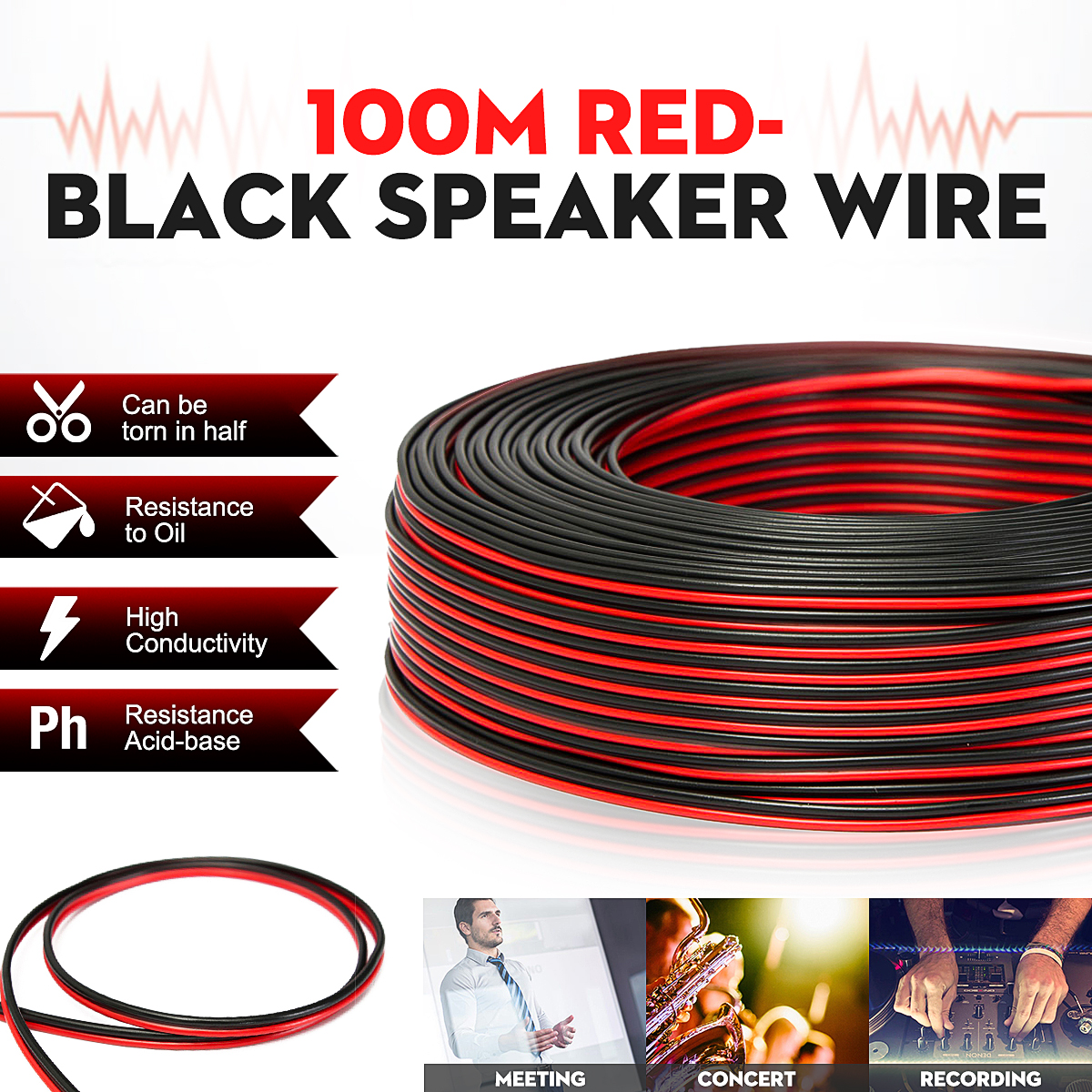 100m-2-x-050mm-Audio-Cable-Loudspeaker-Speaker-Wire-BlackRed-HiFiCar-Motorcycle-1424019