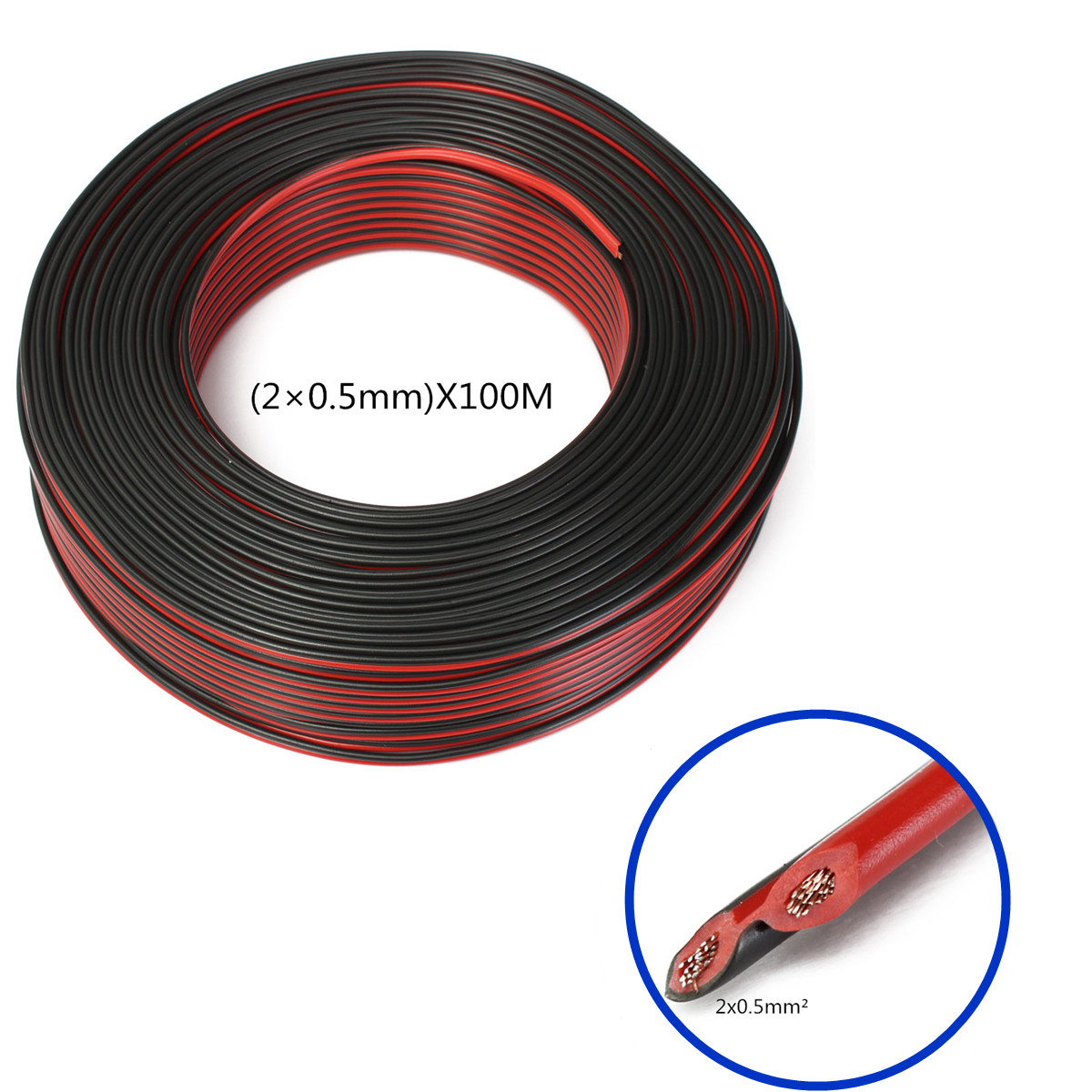 100m-2-x-050mm-Audio-Cable-Loudspeaker-Speaker-Wire-BlackRed-HiFiCar-Motorcycle-1424019