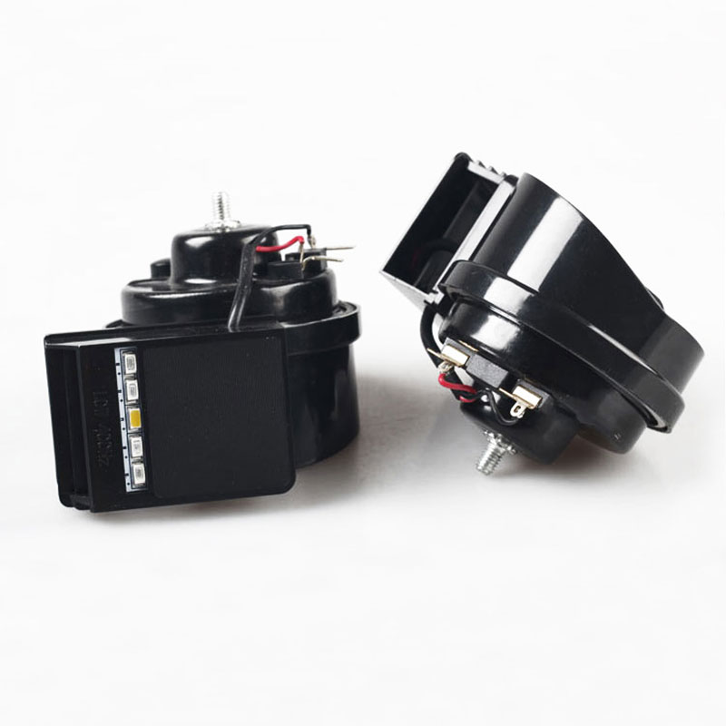 12V-10A-110db-50W-Motorcycle-Snail-Horns-With-LED-Lamp-Steel-1346079
