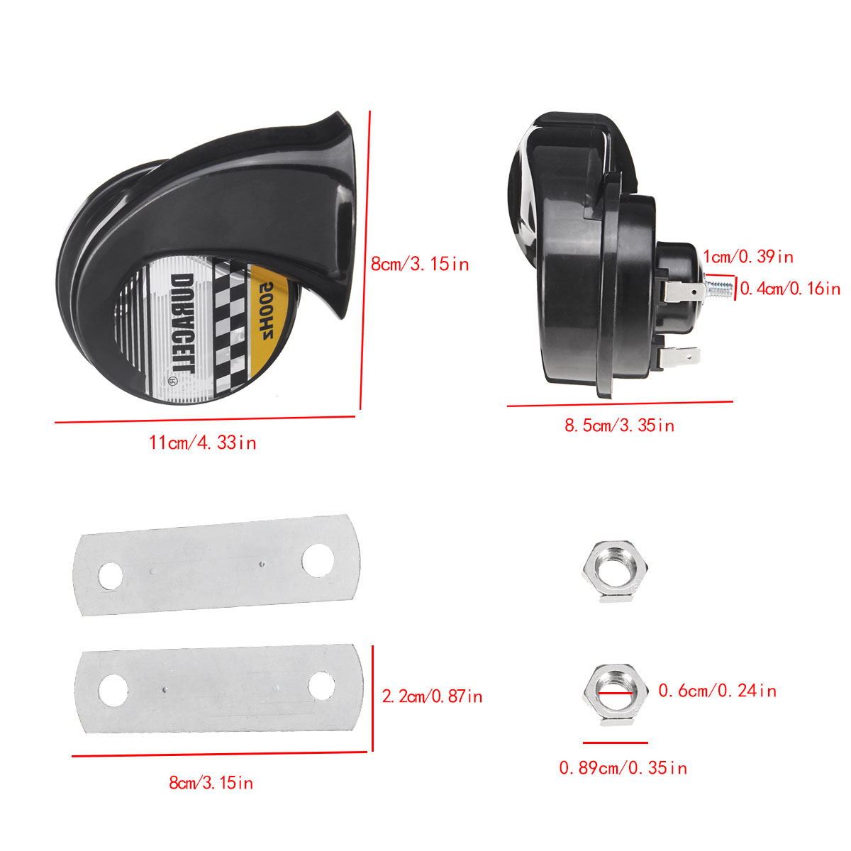 12V-110db-Black-Twin-Snail-Horn-High-Low-Tone-Car-Horn-Loud-1472974
