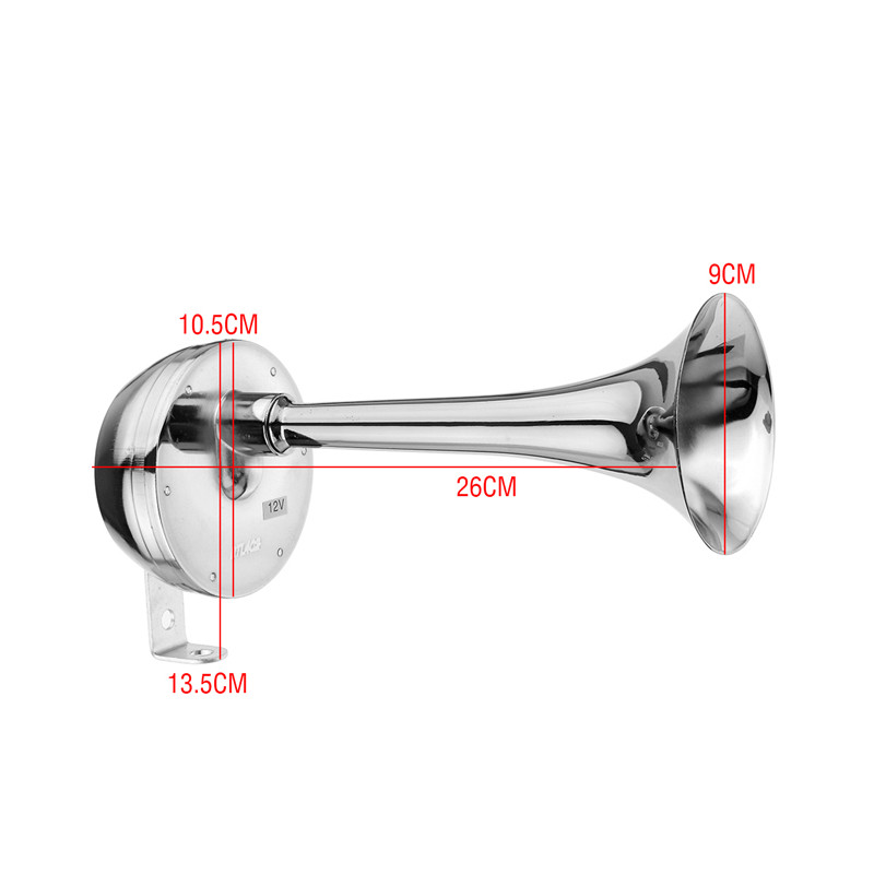 12V-126db-130hz-Single-Chrome-Metal-Electric-Horn-Short-Long-Tube-1473843