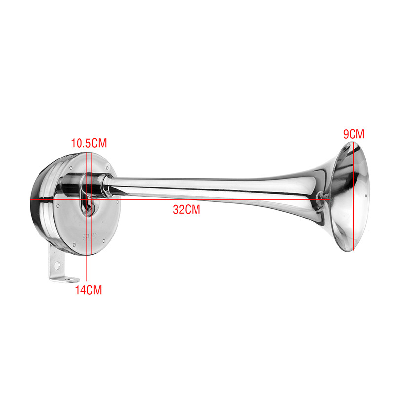 12V-126db-130hz-Single-Chrome-Metal-Electric-Horn-Short-Long-Tube-1473843