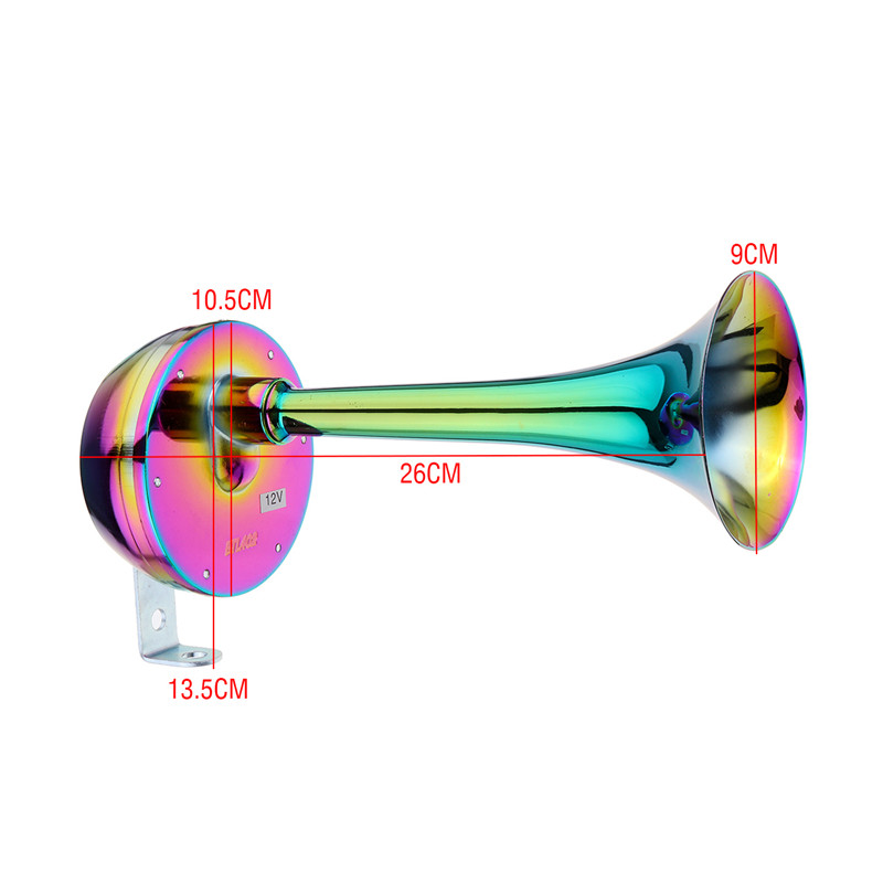 12V-126db-130hz-Single-Colorful-Metal-Electric-Horn-Short-Long-Tube-1482692