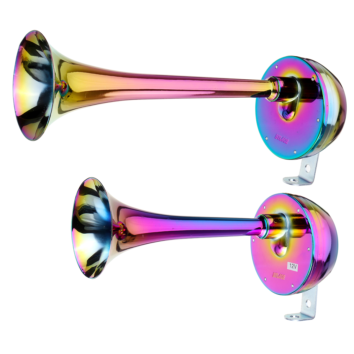 12V-126db-130hz-Single-Colorful-Metal-Electric-Horn-Short-Long-Tube-1482692