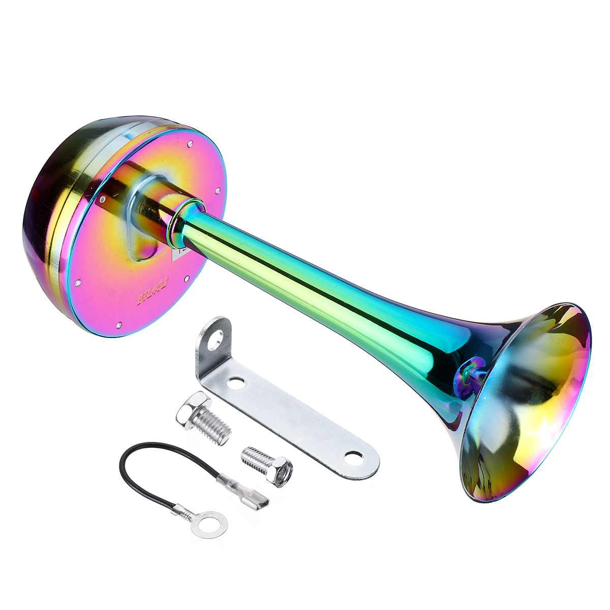12V-126db-130hz-Single-Colorful-Metal-Electric-Horn-Short-Long-Tube-1482692