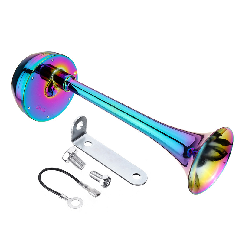 12V-126db-130hz-Single-Colorful-Metal-Electric-Horn-Short-Long-Tube-1482692