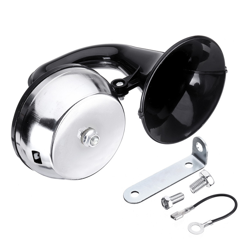 12V-130hz-126db130db-SingleDouble-Snail-Air-Horn-Elbow-Whistle-Black-Alloy-For-Car-Trucks-1482693